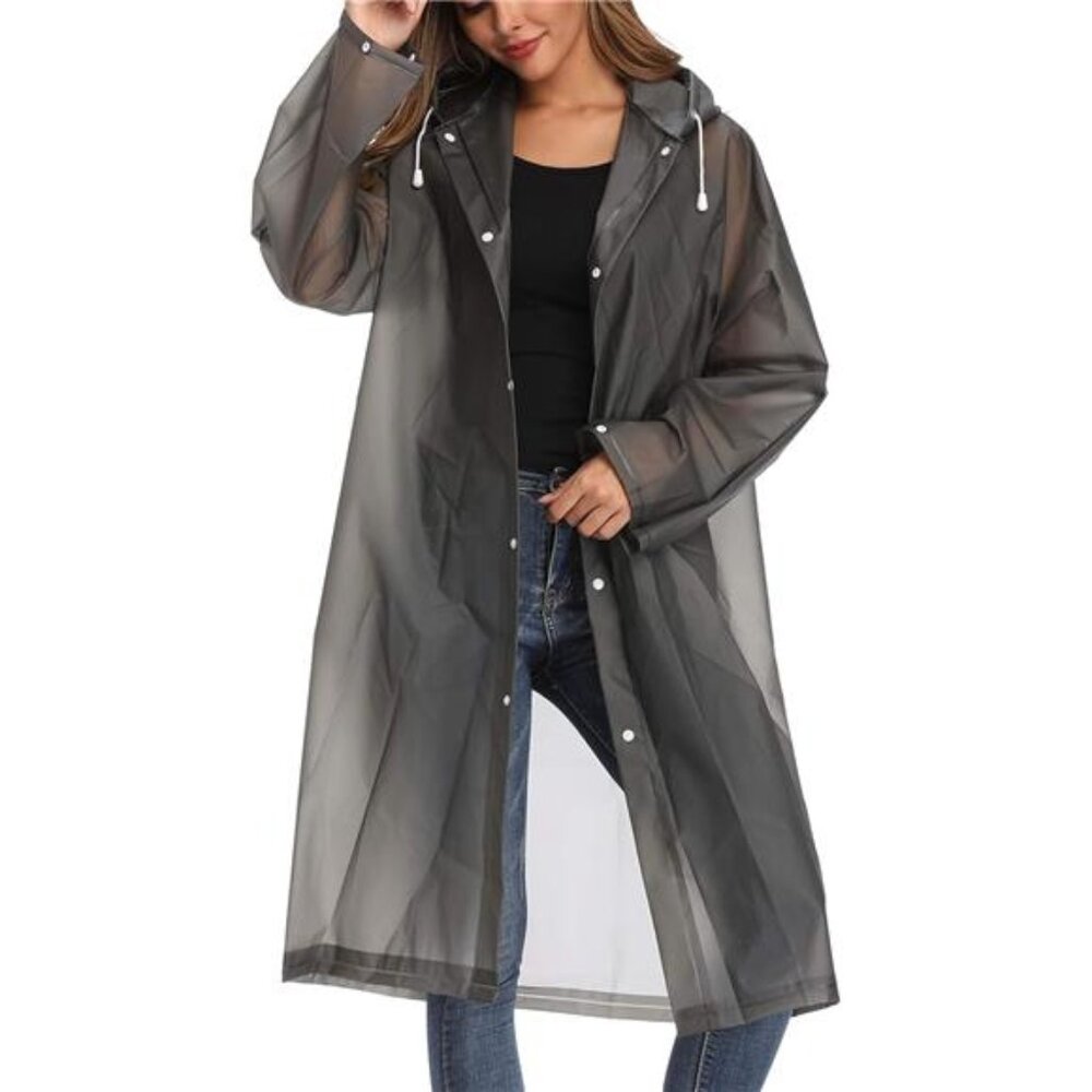 Clear EVA Rain Poncho Waterproof Reusable Unisex Long Raincoat Portable